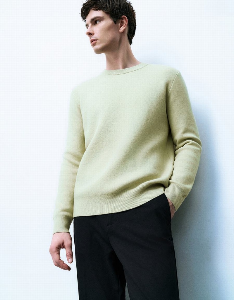 Cardigan Urban Revivo Crew Neck Tricoté Homme Vert | XKX8574IL
