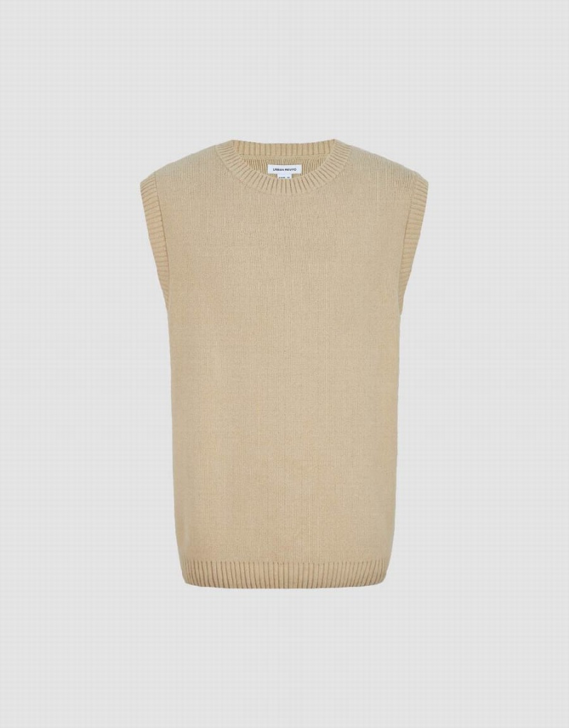 Cardigan Urban Revivo Crew Neck Tricoté Homme Kaki | OOM8654DM