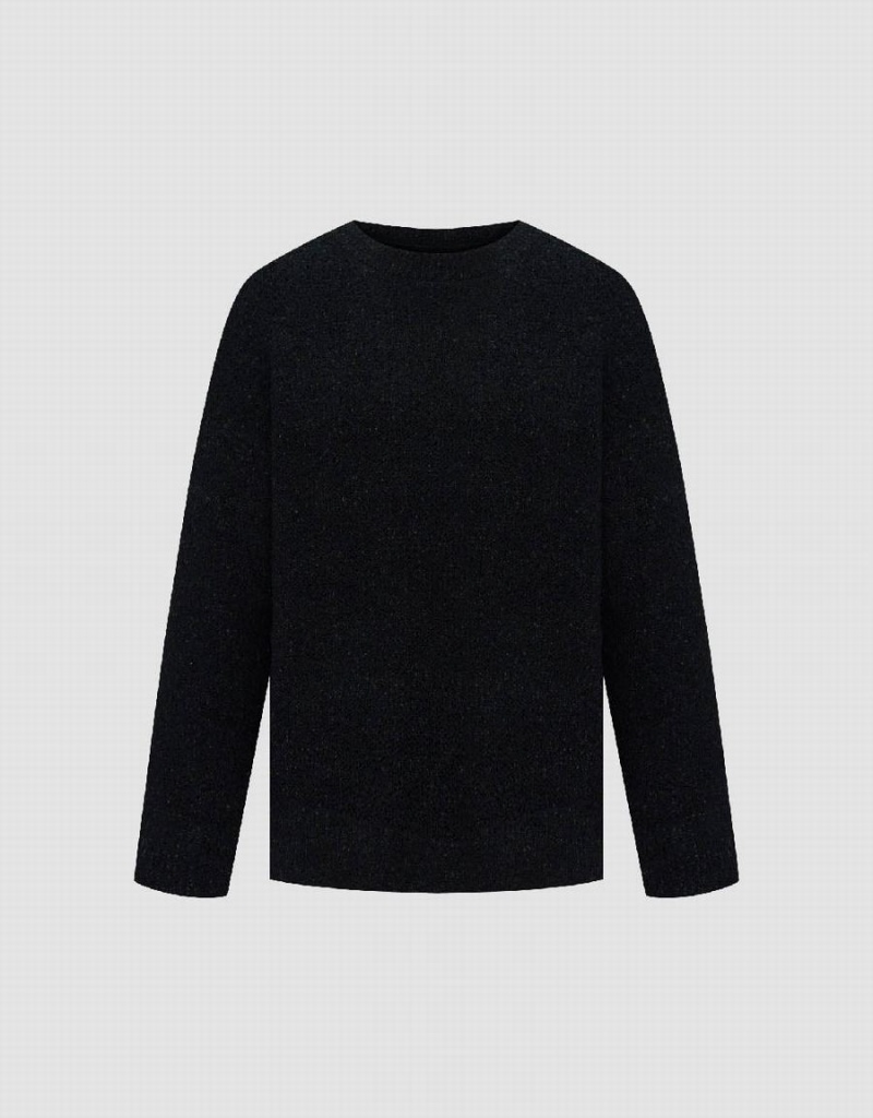 Cardigan Urban Revivo Crew Neck Tricoté Homme Noir | DBY8751RK