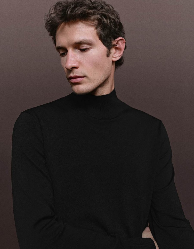 Cardigan Urban Revivo Crew Neck Tricoté Homme Noir | IIF5911LM