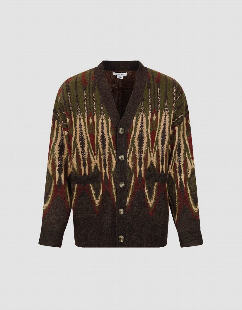 Cardigan Urban Revivo Drop Shoulder Sleeve Tricoté Homme Marron Foncé | DWY2883JZ