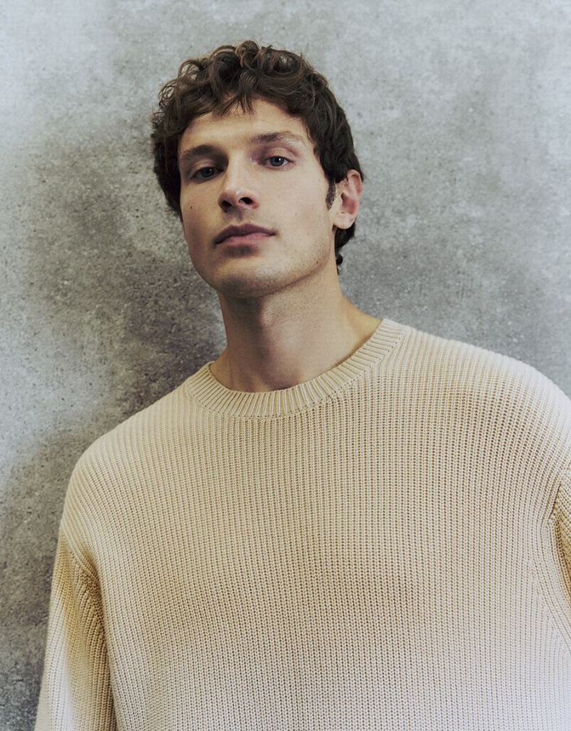 Cardigan Urban Revivo Gradient Crew Neck Tricoté Homme Beige | OOI8910NP