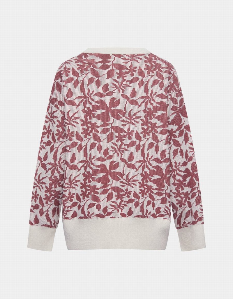 Cardigan Urban Revivo Leaves Pattern Knit Top Femme Marron | KHF3580GS