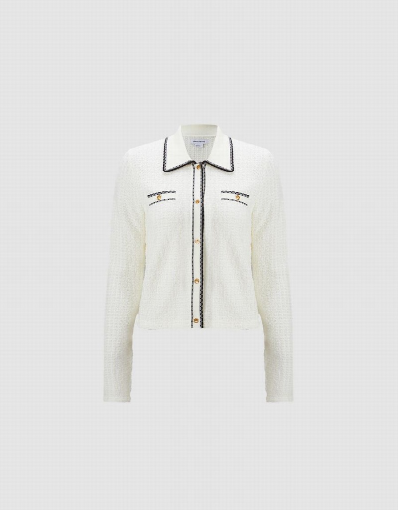 Cardigan Urban Revivo Metallic Button Cropped Femme Rose Blanche | RAC5137UG