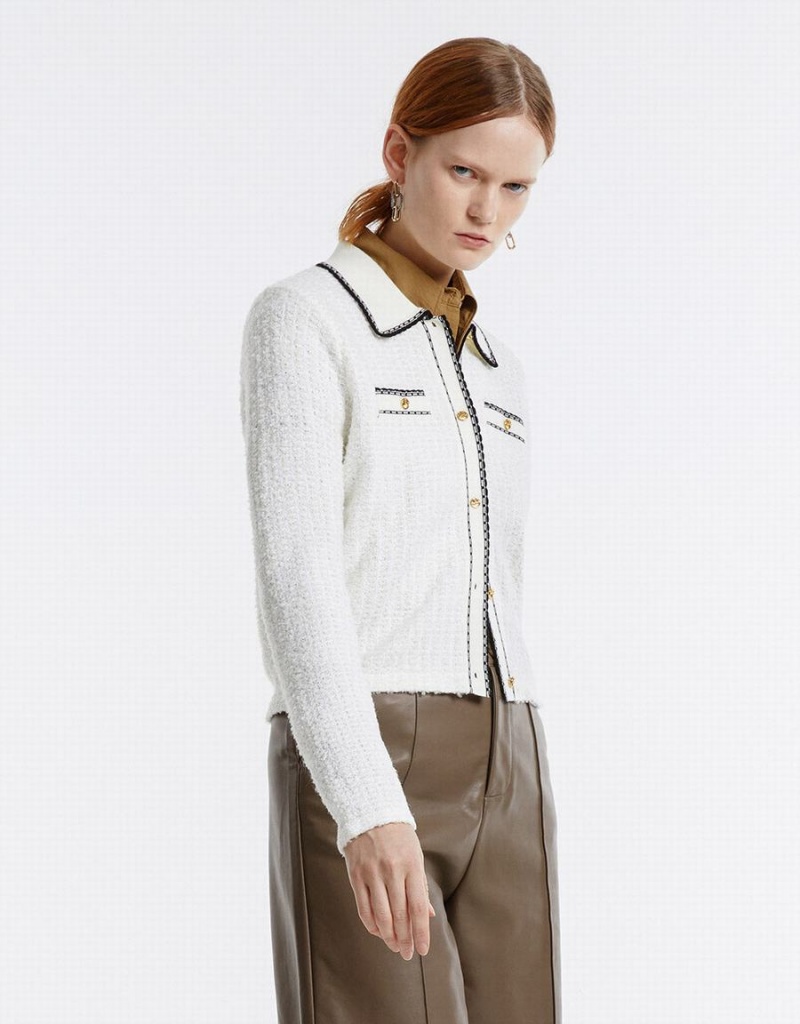 Cardigan Urban Revivo Metallic Button Cropped Femme Rose Blanche | RAC5137UG
