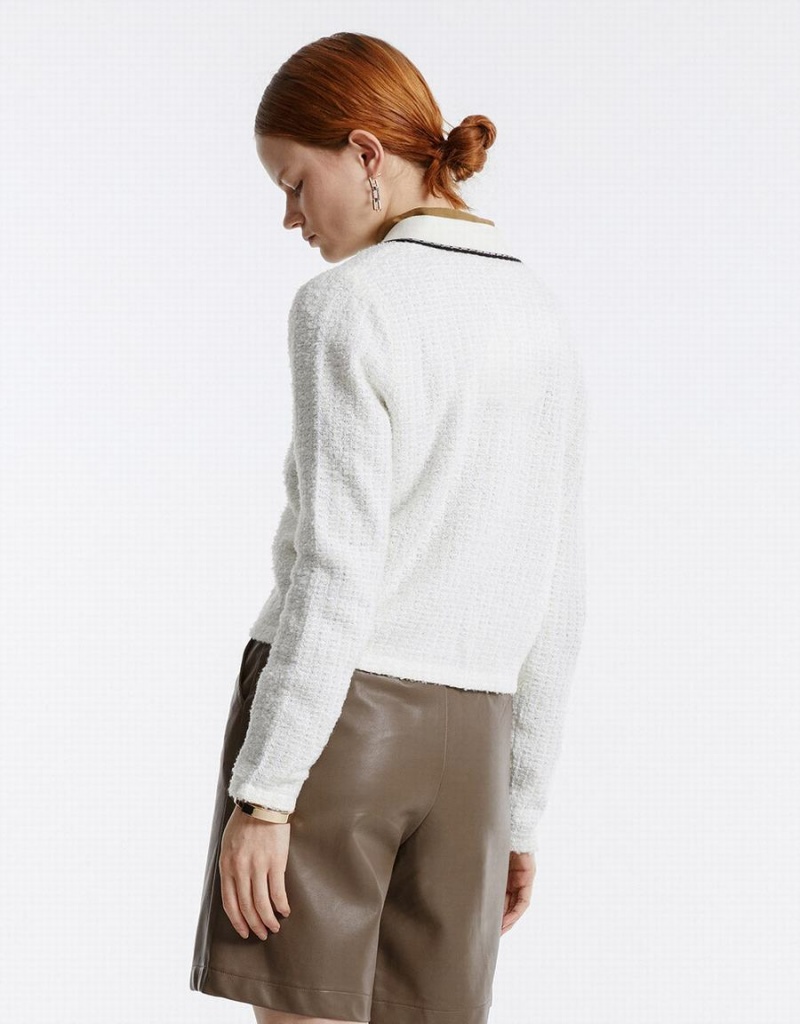 Cardigan Urban Revivo Metallic Button Cropped Femme Rose Blanche | RAC5137UG