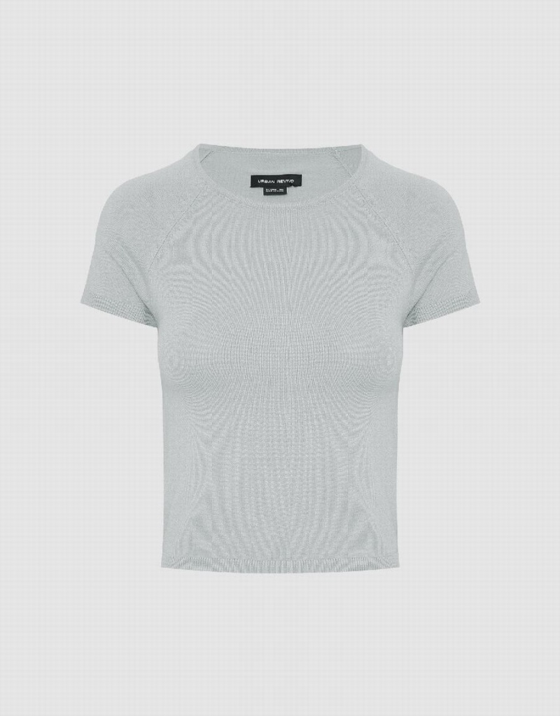 Cardigan Urban Revivo Mince Crew Neck Tricoté Femme Grise Clair | EKX6962ZV
