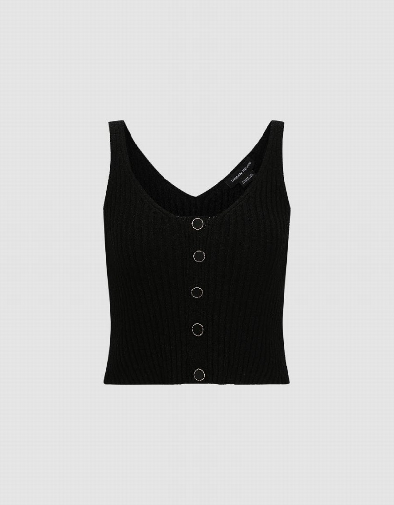 Cardigan Urban Revivo Mince Tricoté Femme Noir | MLO435QE