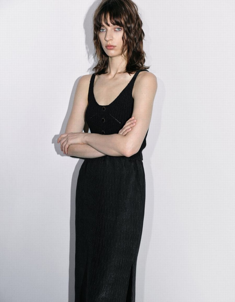 Cardigan Urban Revivo Mince Tricoté Femme Noir | MLO435QE