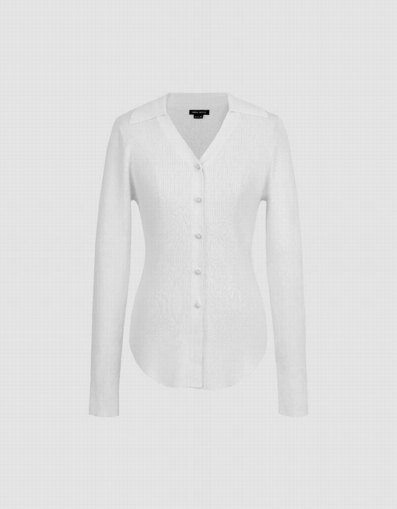 Cardigan Urban Revivo Mince V-Neck Tricoté Femme Blanche | VVN4878HO