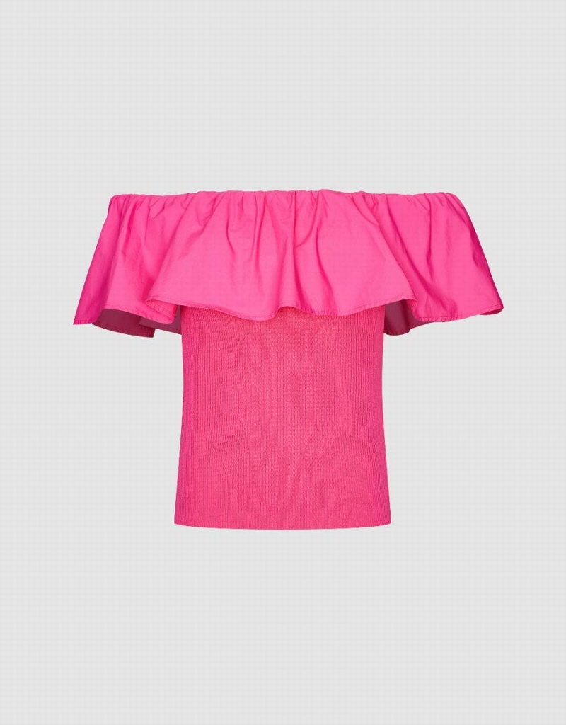Cardigan Urban Revivo Off-Shoulder Tricoté Femme Rose Rouge | DHZ4358FO