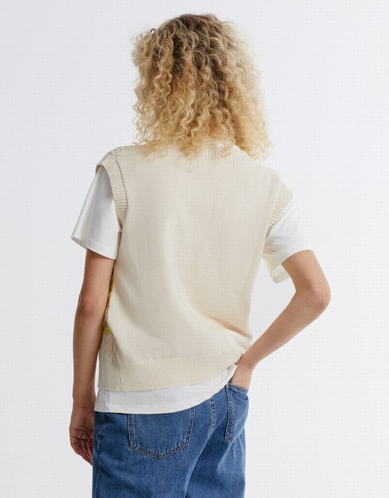 Cardigan Urban Revivo Ombre Sans Manches Femme Vert Blanche | LBL3362GQ