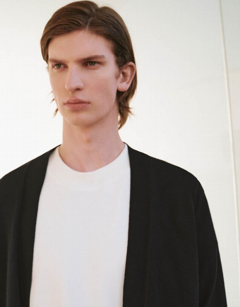 Cardigan Urban Revivo Open Front Droit Tricoté Homme Noir | XOH619XX