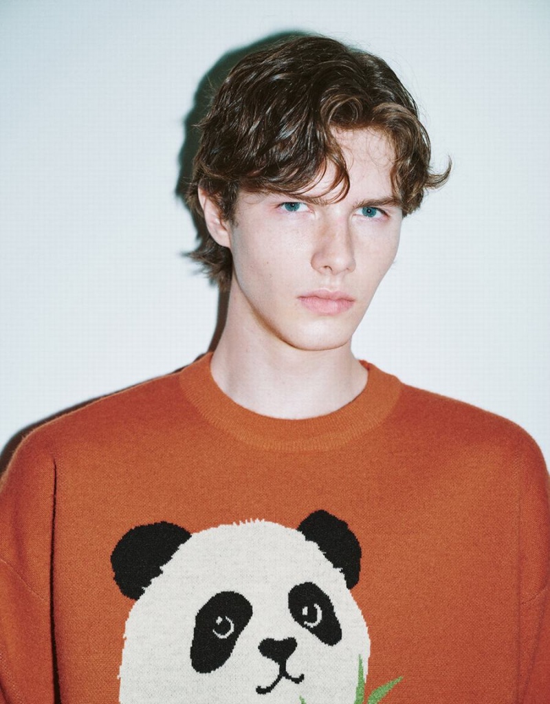 Cardigan Urban Revivo Panda Embroidered Tricoté Homme Orange | VAN5278UM