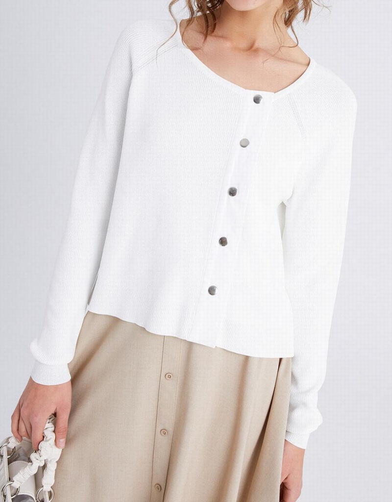 Cardigan Urban Revivo Plain Button Up Femme Blanche | IVH6374LO