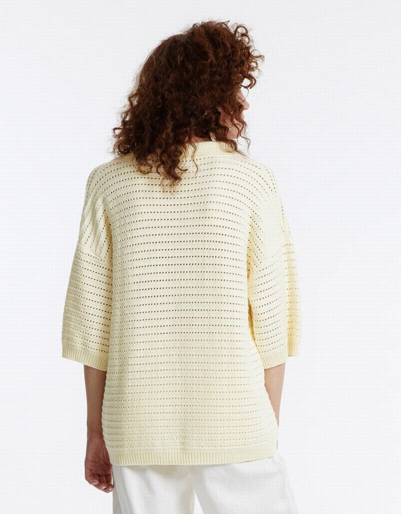 Cardigan Urban Revivo Pointelle Tricoté Top Femme Blanche | TER10046NL
