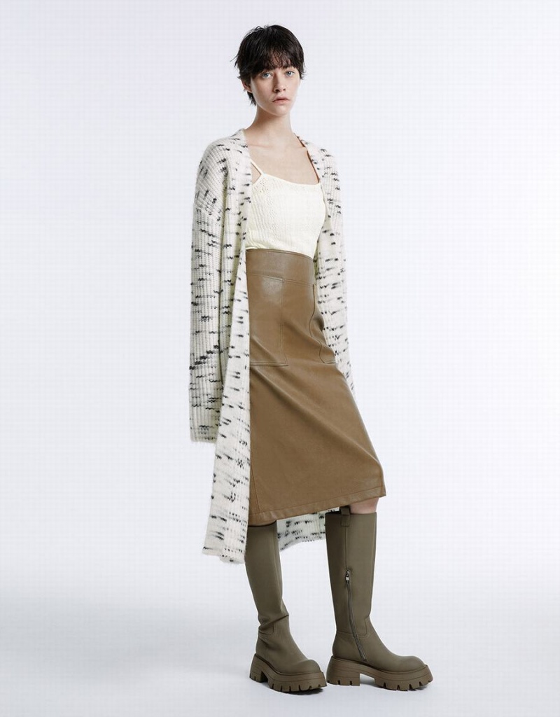 Cardigan Urban Revivo Printed Longline Femme Blanche | BGR6881NC