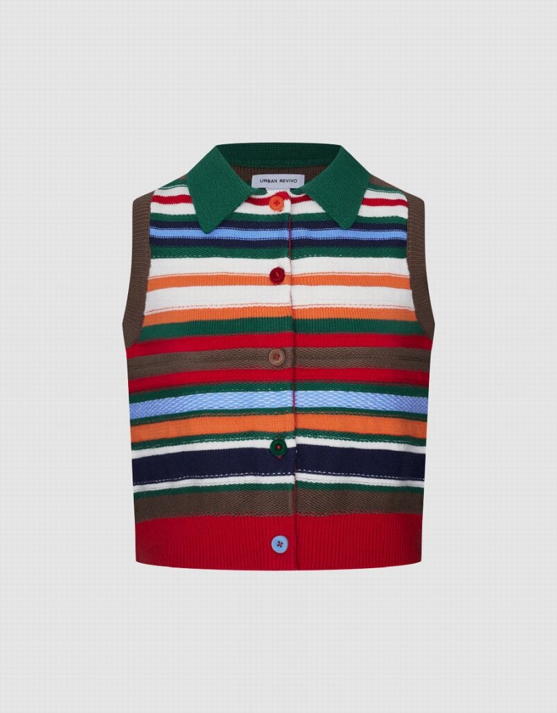 Cardigan Urban Revivo Rayé Tricoté Femme Multicolore | UNN4499LV