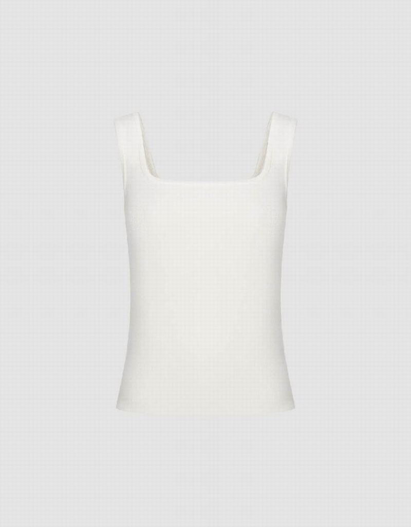 Cardigan Urban Revivo Square-cut Collar Tricoté Femme Blanche | VPR6884WS