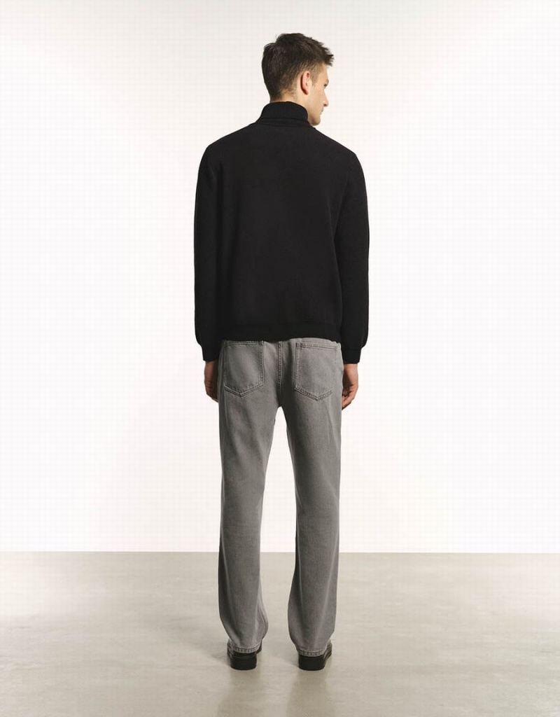Cardigan Urban Revivo Stand Collar Tricoté Homme Grise Foncé | ELK1288RM