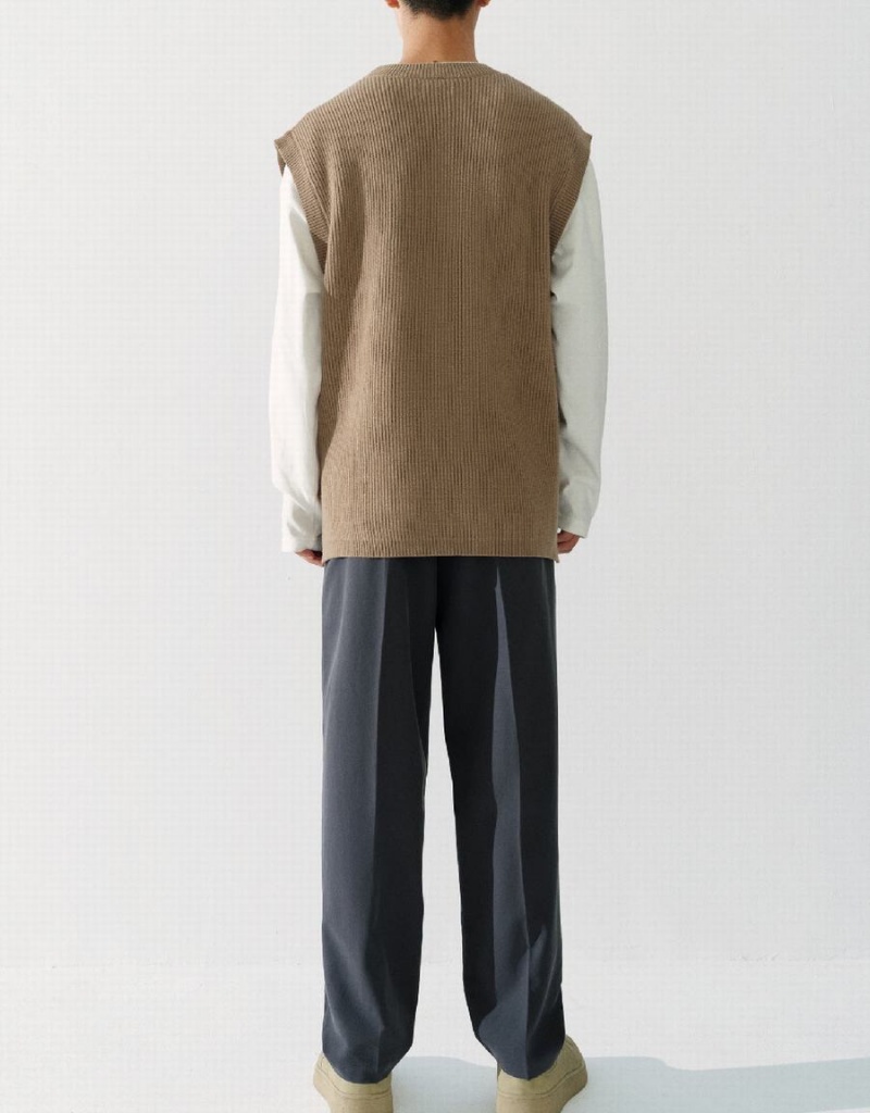 Cardigan Urban Revivo Tricoté Homme Marron | TFL7334MU