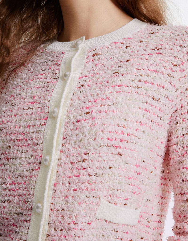 Cardigan Urban Revivo Tweed Femme Rose | GLS3816WH