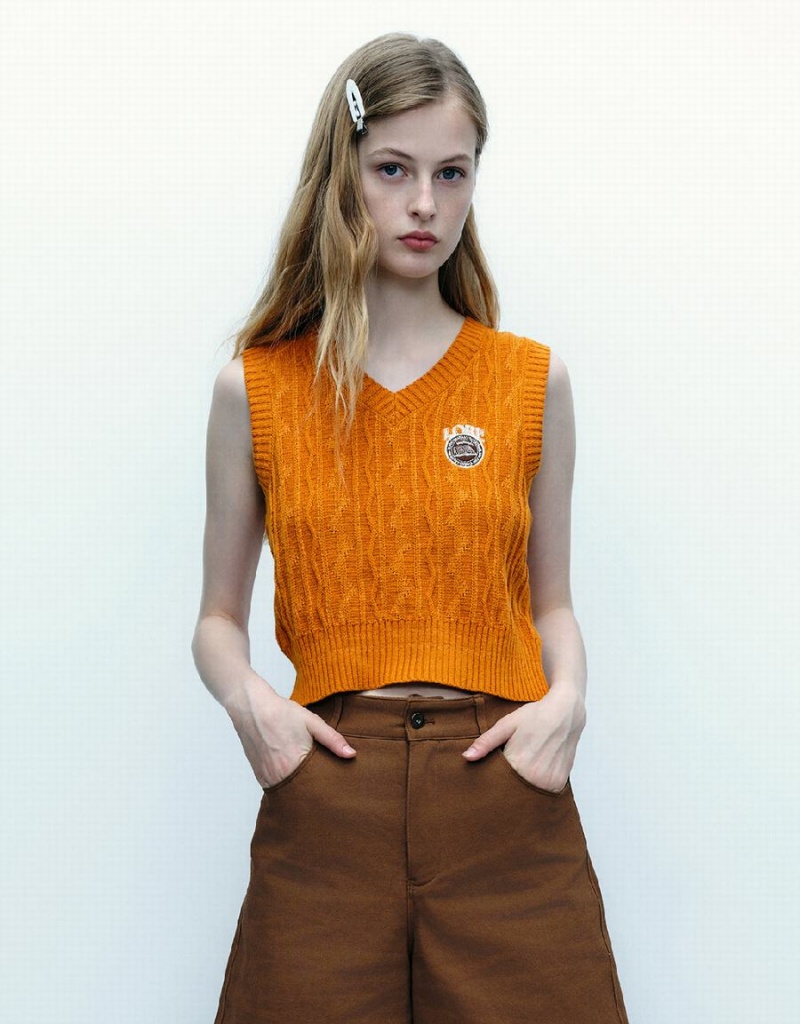Cardigan Urban Revivo V-Neck Tricoté Femme Orange | MLF6615VM