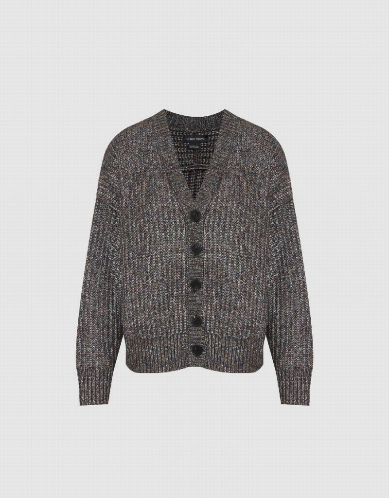 Cardigan Urban Revivo V-Neck Tricoté Femme Grise Clair | STA1345UO