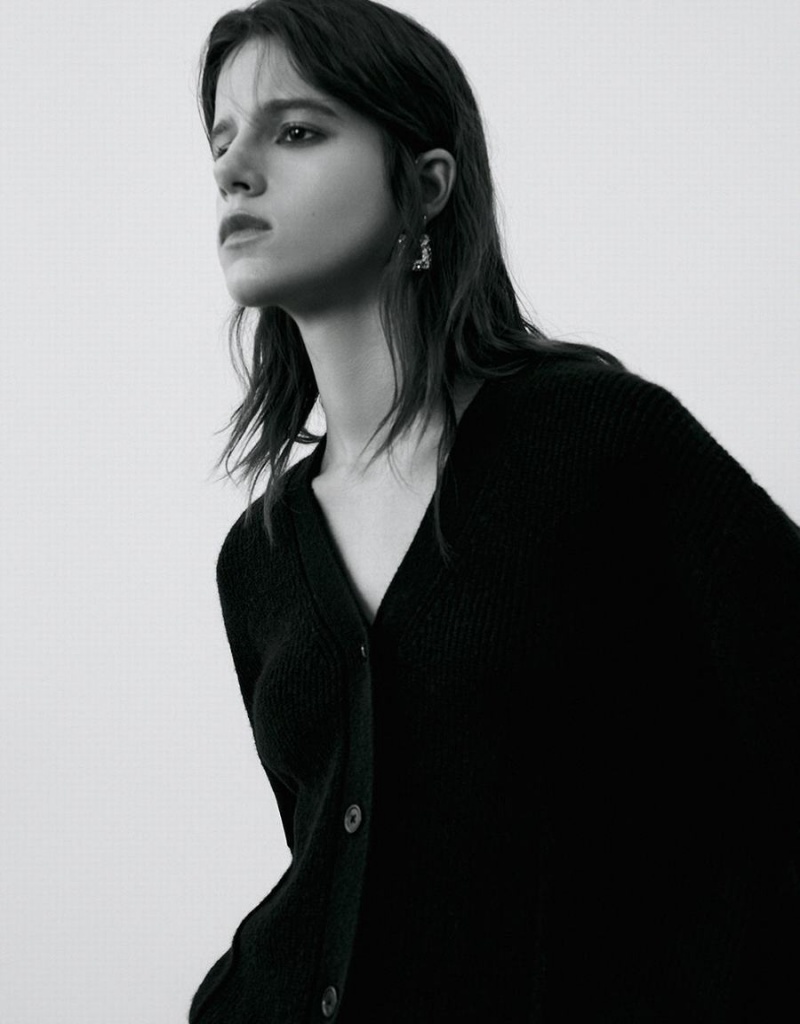 Cardigan Urban Revivo V-Neck Tricoté Femme Noir | MOX7286PI