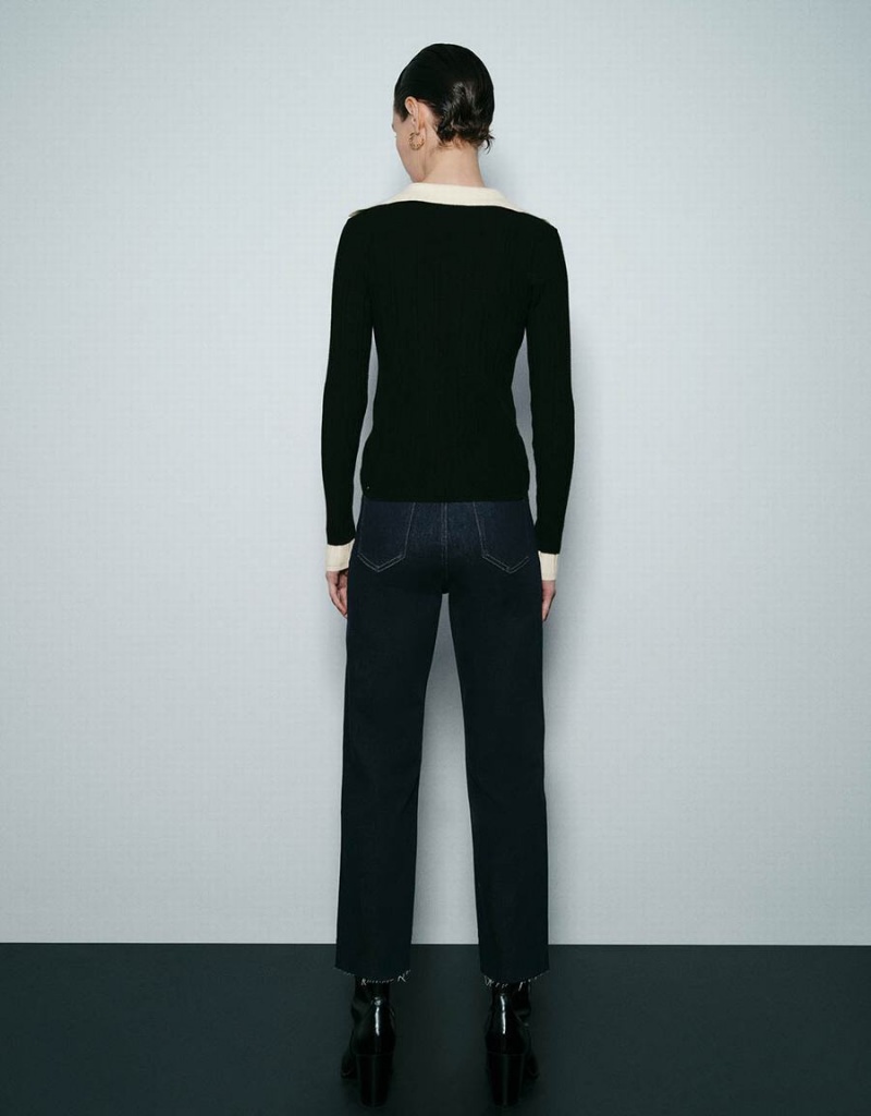 Cardigan Urban Revivo V-Neck Tricoté Femme Noir | XPZ715GT