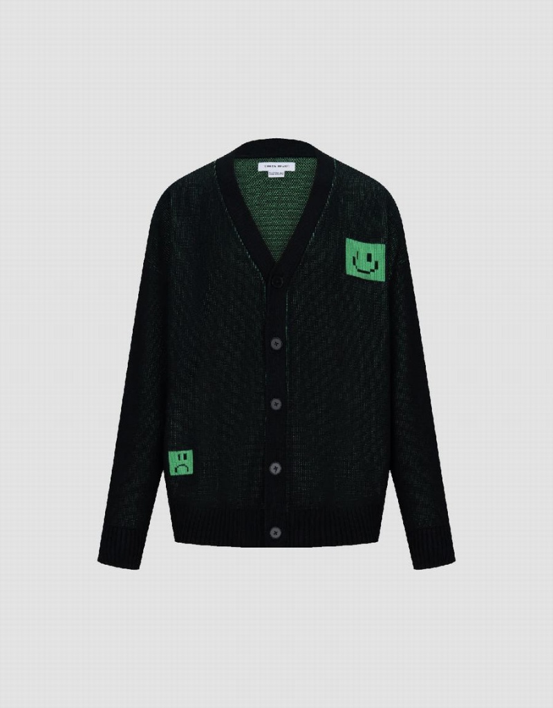 Cardigan Urban Revivo V-Neck Tricoté Homme Noir | WDK658YY