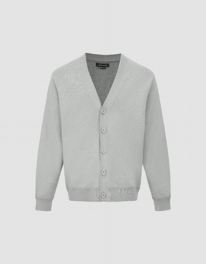 Cardigan Urban Revivo V-Neck Tricoté Homme Grise Clair | XDT2729PP