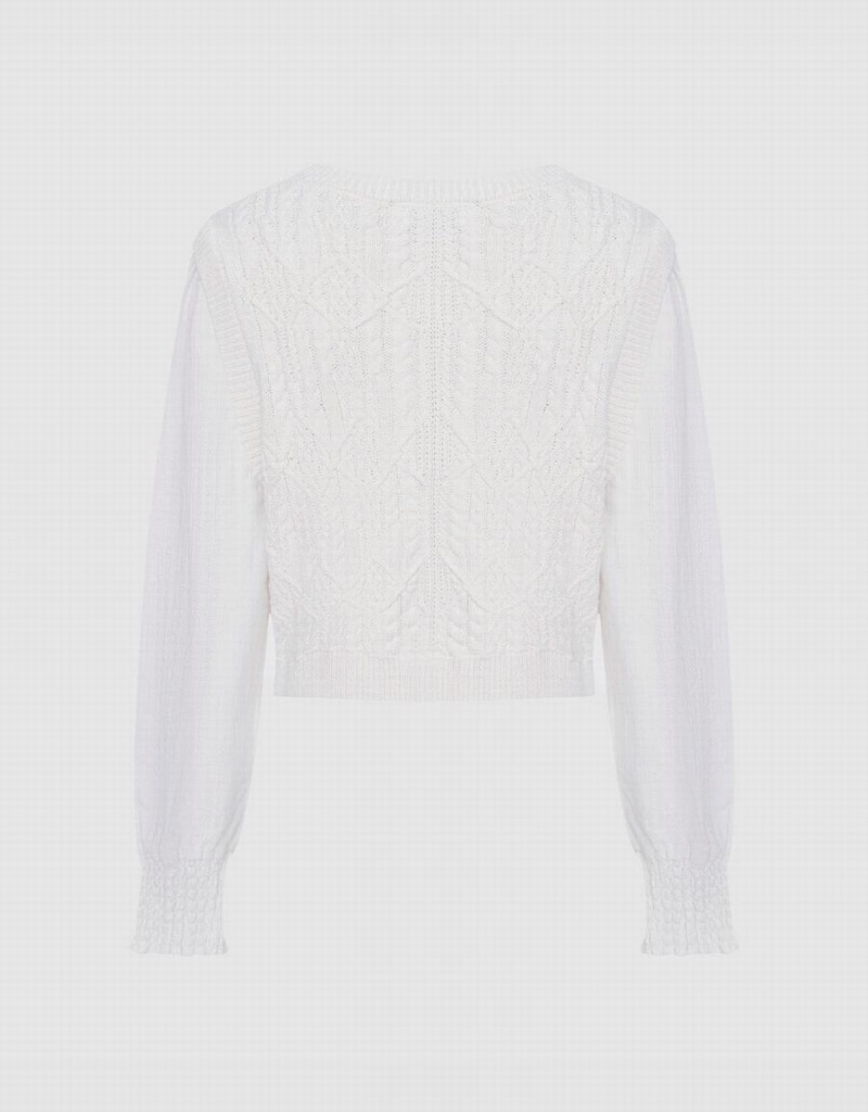 Chandails Urban Revivo 2 In 1 Crew Neck Femme Blanche | HIG168AV
