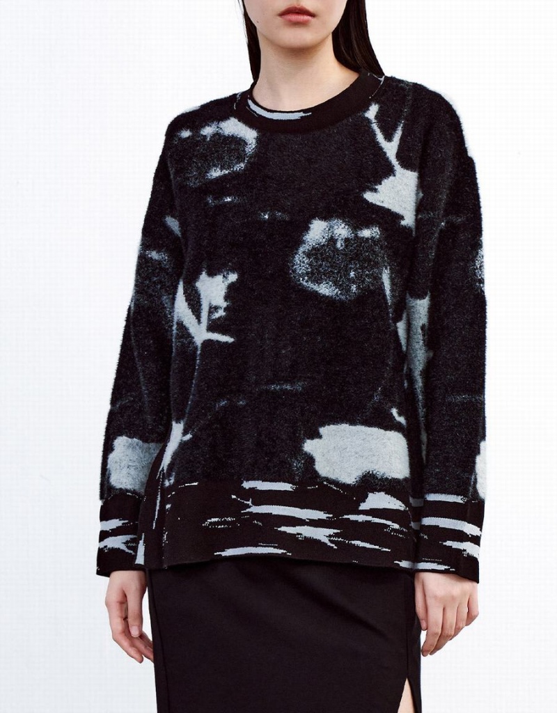 Chandails Urban Revivo Abstract Print Femme Grise | MIT3530QE