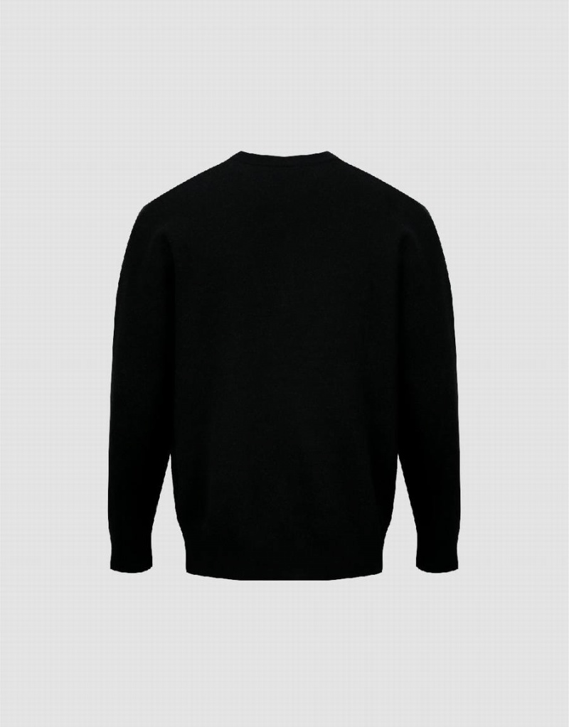 Chandails Urban Revivo Cartoon Embroidered Crew Neck Homme Noir | MBV3264UW