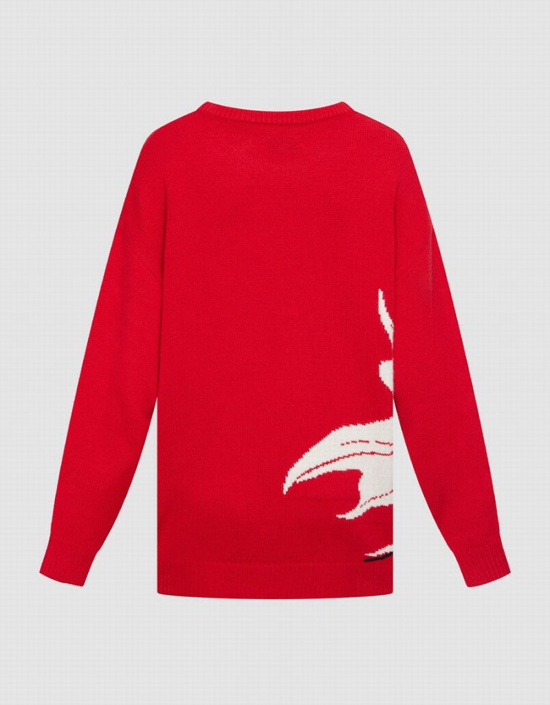 Chandails Urban Revivo Crew Neck Holiday Femme Rouge | BAS4680KJ