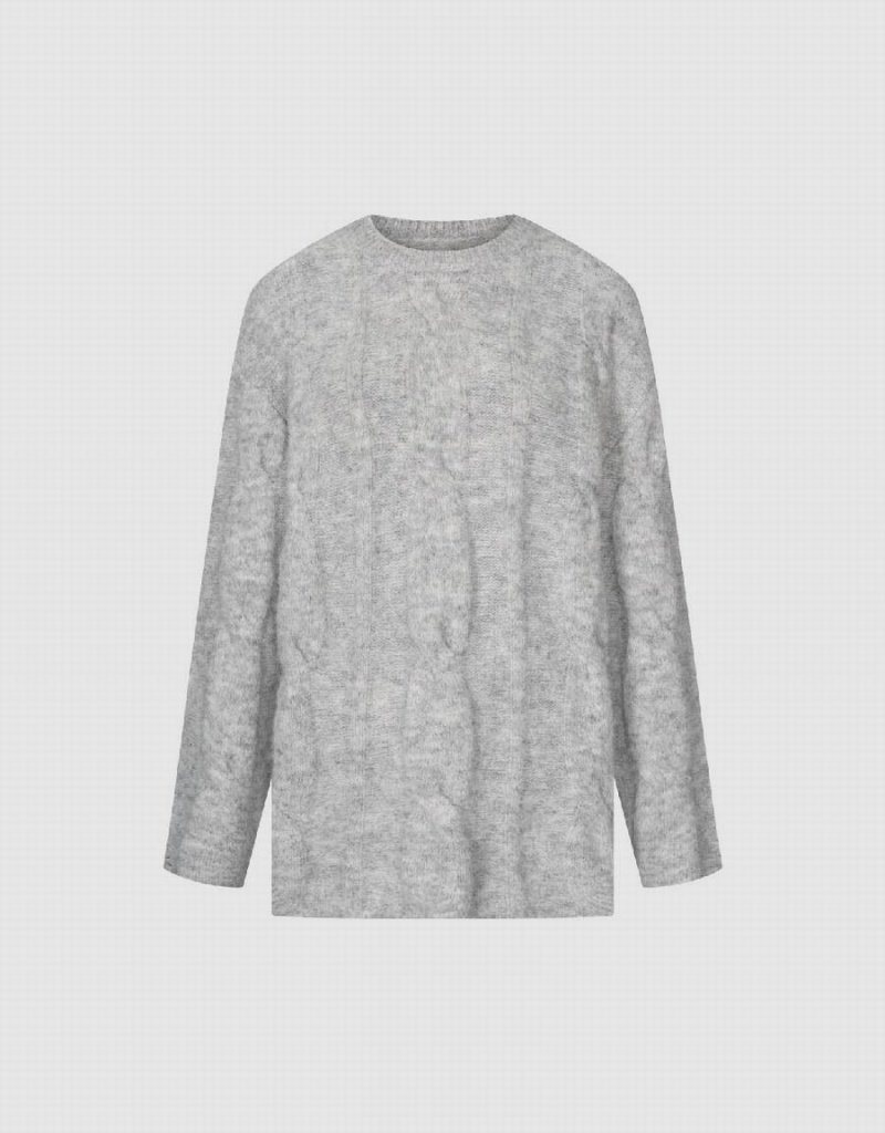 Chandails Urban Revivo Drop Shoulder Sleeve Crew Neck Femme Grise | DYJ2939YL