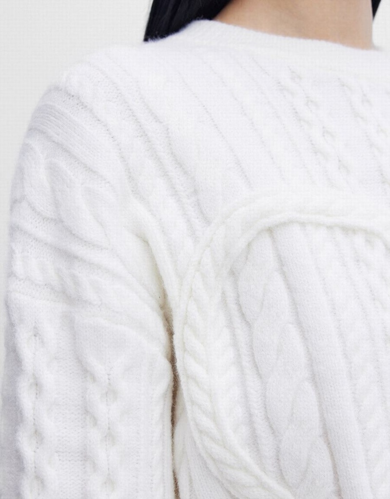 Chandails Urban Revivo Heart Cable Knit Femme Blanche | TFV8314EF