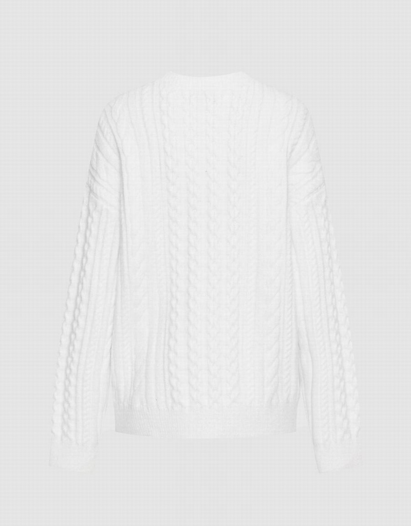 Chandails Urban Revivo Heart Cable Knit Femme Blanche | TFV8314EF
