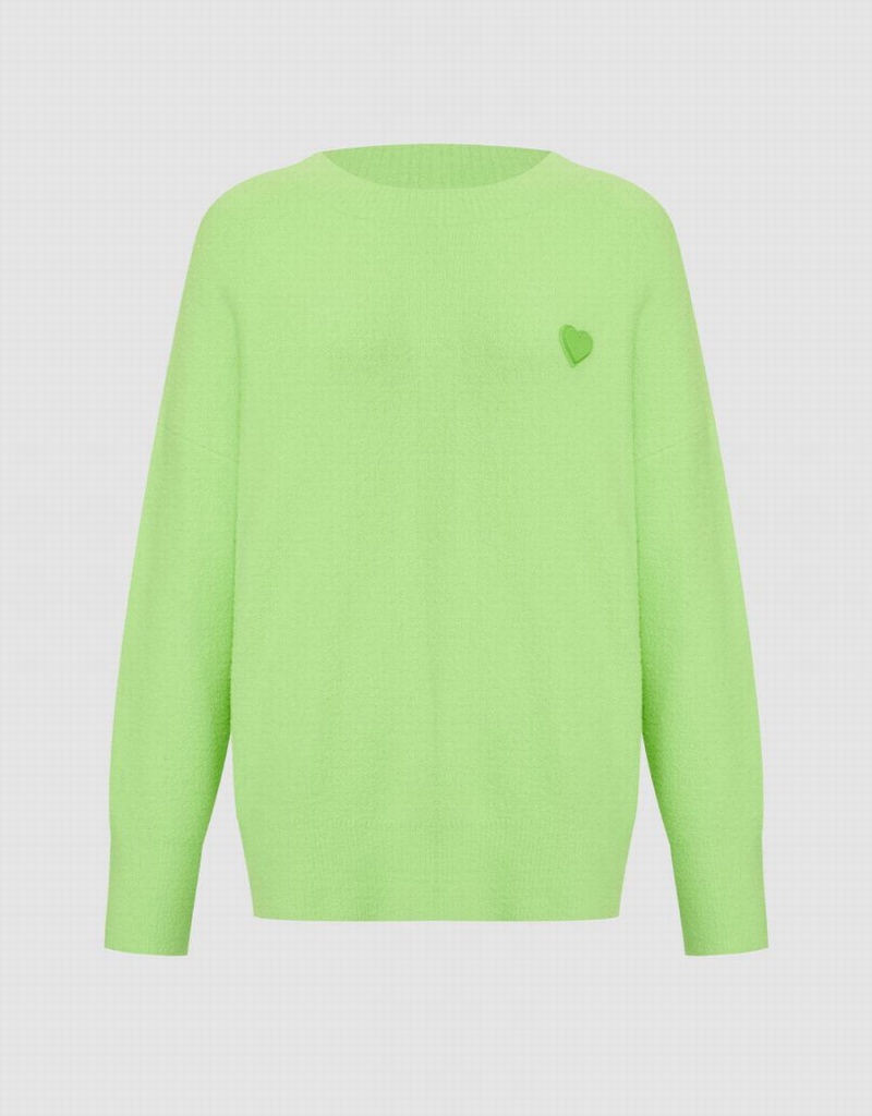 Chandails Urban Revivo Heart Detail Oversized Femme Vert | GZT9225FY