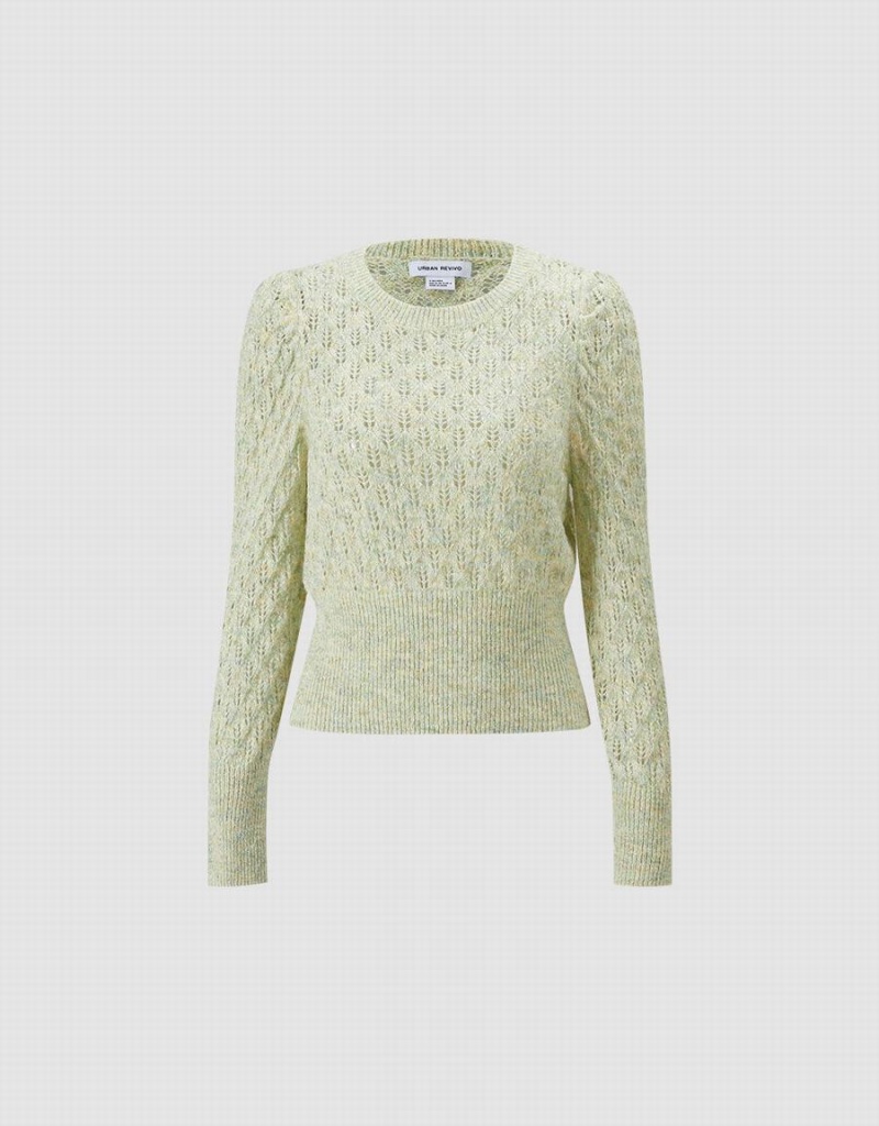 Chandails Urban Revivo Pointelle Femme Vert | RRN6272TS