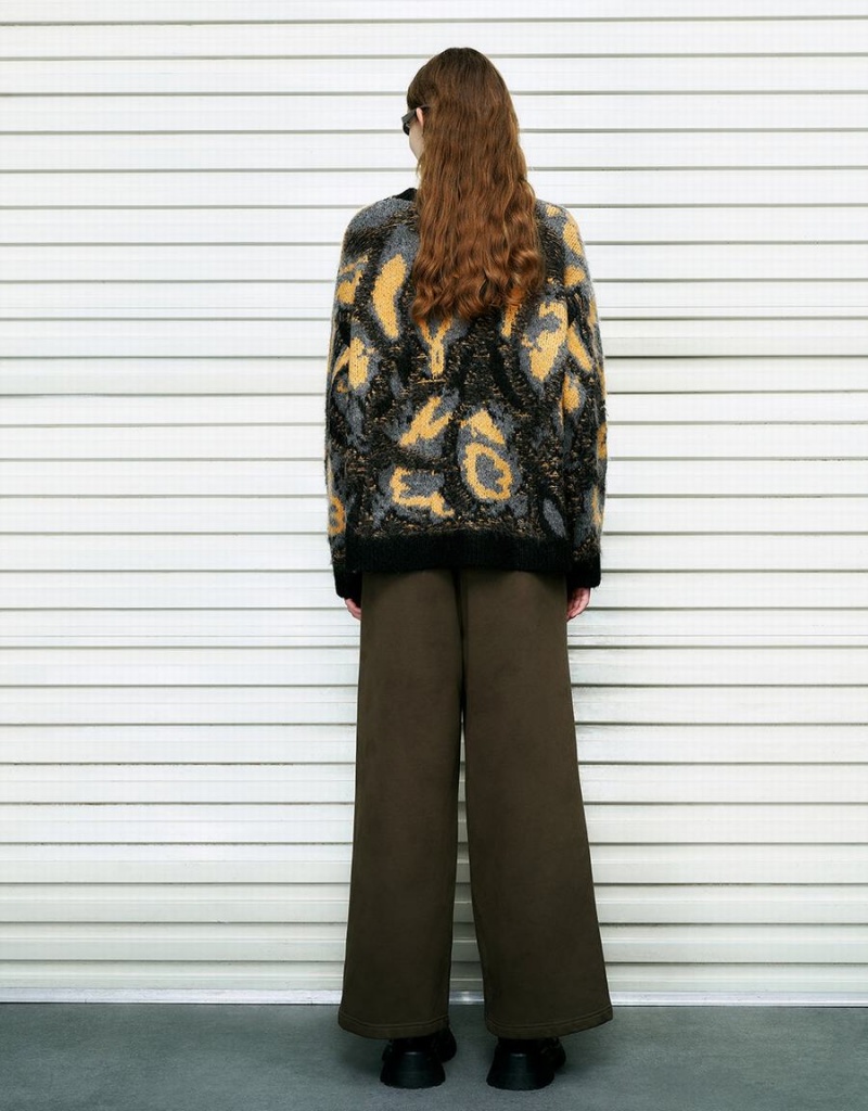 Chandails Urban Revivo Printed Crew Neck Loose Femme Noir Doré | XXT7074BV