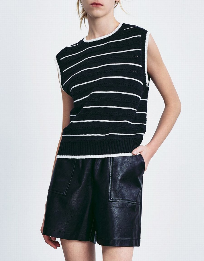 Chandails Urban Revivo Rayé Crew Neck Femme Grise | FIG747XA