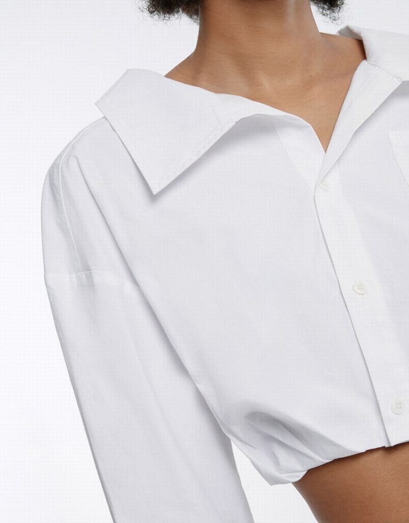 Chemises Urban Revivo Asymmetrical Cropped Femme Blanche | JZE9485RG