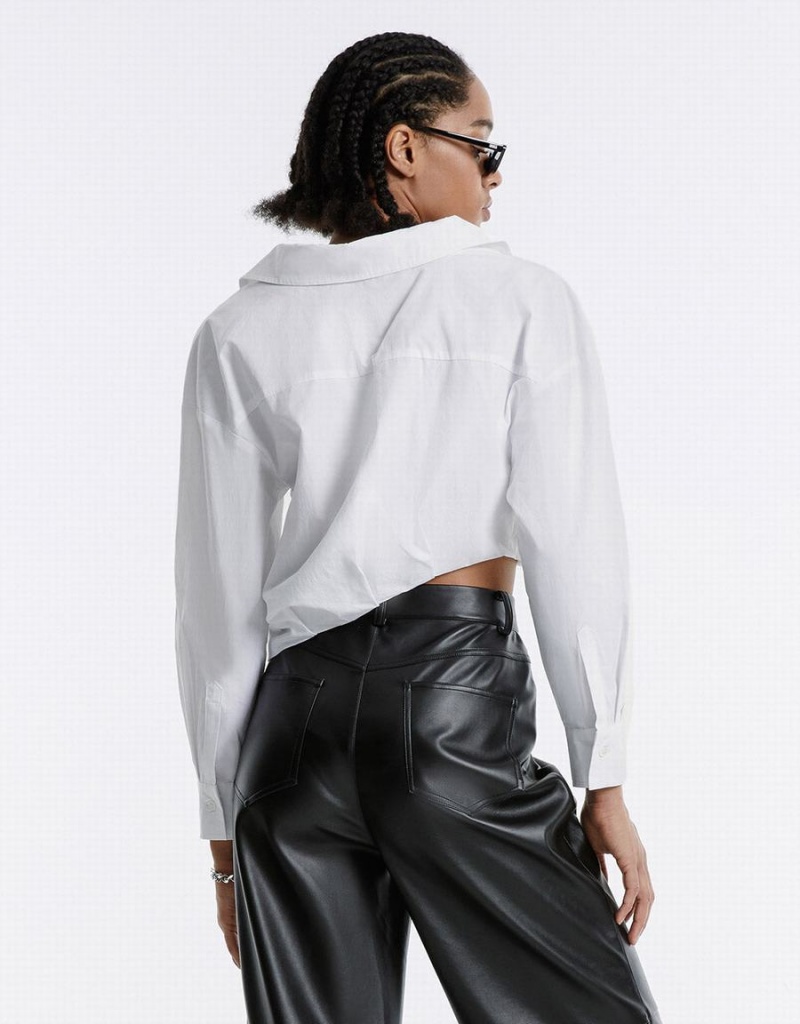 Chemises Urban Revivo Asymmetrical Cropped Femme Blanche | JZE9485RG