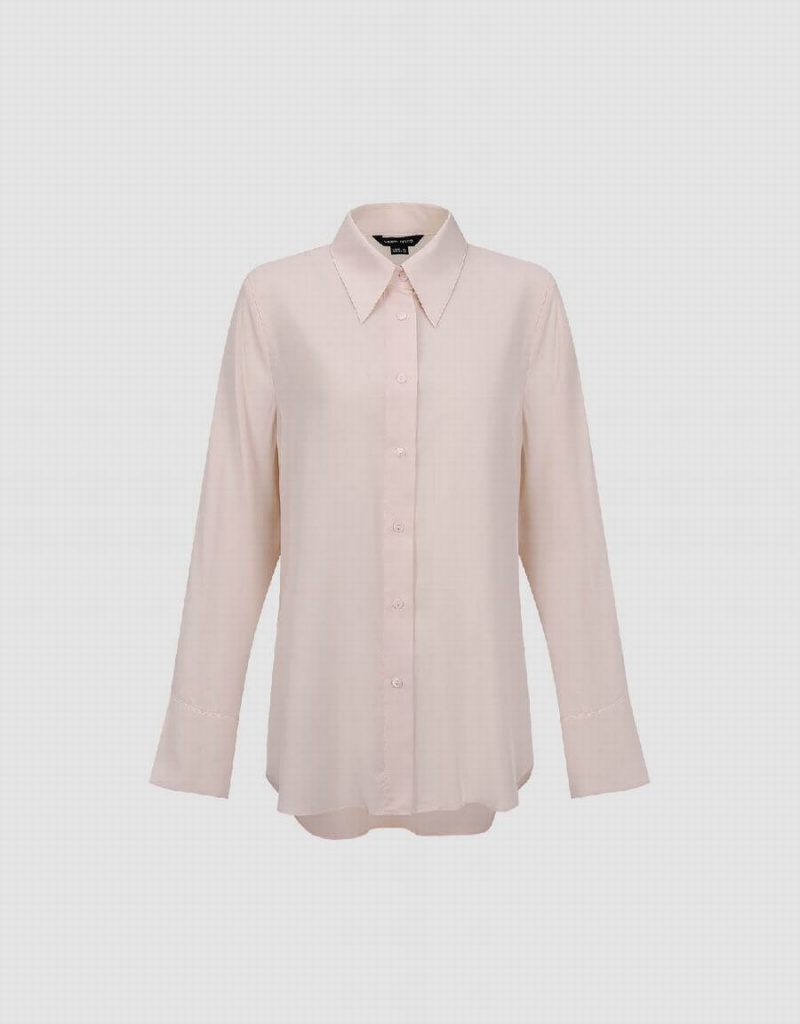 Chemises Urban Revivo Button Up Droit Femme Rose | JCE7888WV