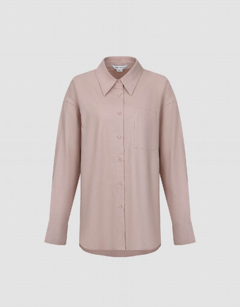 Chemises Urban Revivo Button Up Droit Femme Rose | MCI586QM