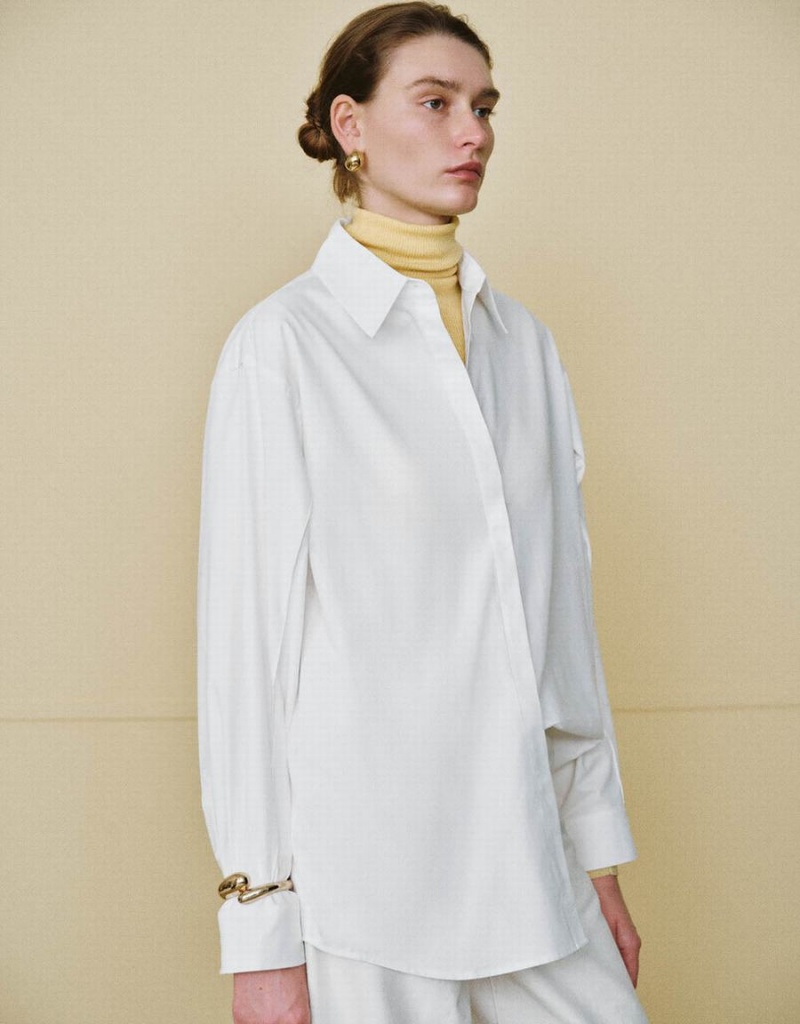 Chemises Urban Revivo Button Up Droit Femme Blanche | TKM6839VI