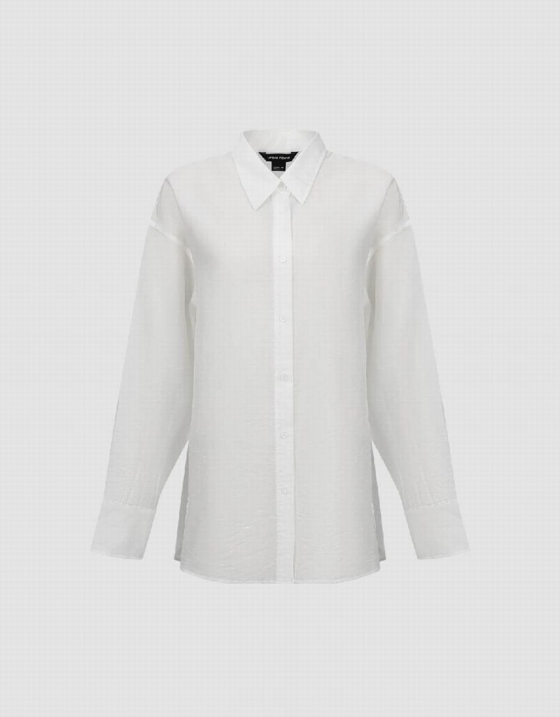 Chemises Urban Revivo Button Up Droit Femme Blanche | NBP4623RA