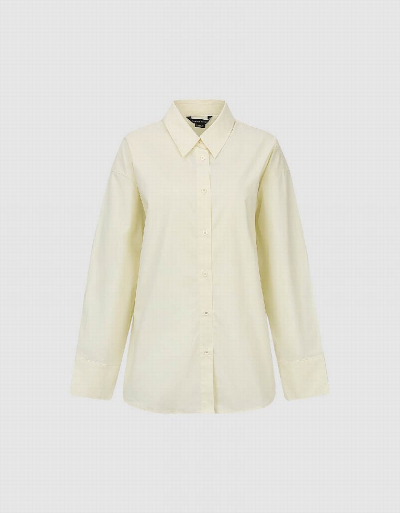 Chemises Urban Revivo Button Up Droit Femme Jaune | GNV681VY